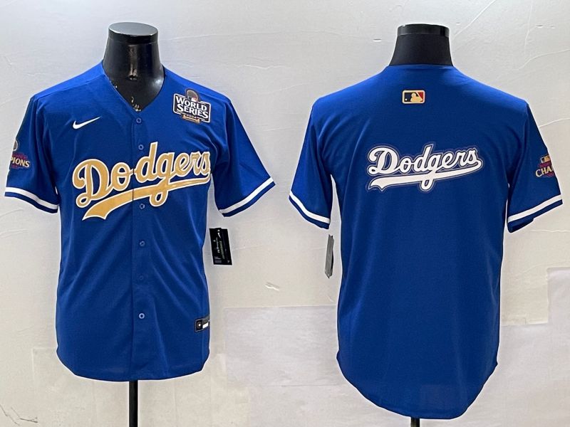Men Los Angeles Dodgers Blank Blue Champion gold character 2025 Nike MLB Jersey style 15